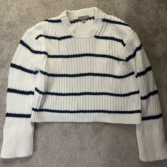 J. Crew White and Navy Striped Sweater - Picture 2 of 2
